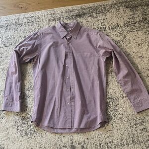 Uniqlo Men's Red and White Checkered Button Down Shirt